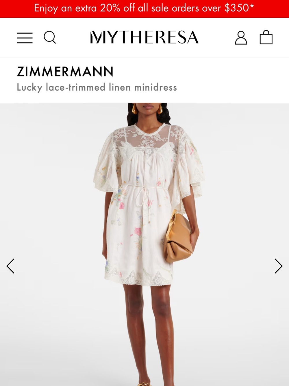 Zimmermann ivory mini dress with pastel floral print size 1